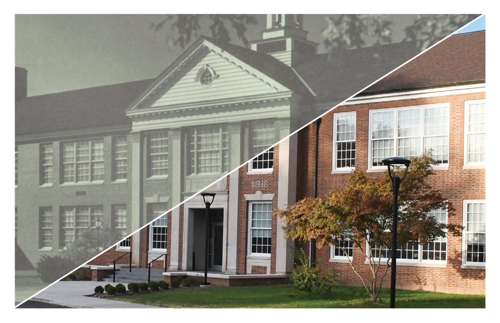 LHWHS Front Facade Then and Now